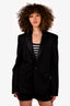 Saint Laurent Black Virgin Wool Blazer with Shoulder Pads Size 48 Mens