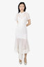 Milly White Window Check Waist Tie Midi Dress Size 4