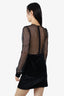 Patbo Black Velvet Mesh Sleeve Mini Dress Size 6
