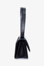 Balenciaga Black Calfskin Crocodile Embossed Medium Gossip Bag Black