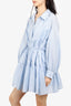 Sandro Blue  Tiered Button-Up Mini Dress with Slip Size 40
