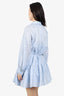 Sandro Blue  Tiered Button-Up Mini Dress with Slip Size 40