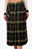 Gucci Black/Green Check Wool Blend Kilt Skirt Size 44