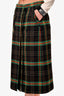 Gucci Black/Green Check Wool Blend Kilt Skirt Size 44