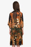 Gucci Orange/Green Silk Printed Tie-Up Dress with Twilly Size 42