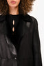 Gucci Black Leather Lined Coat Size 42 (Missing Belt)