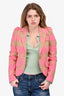 Smythe Pink and Brown Checked Puffed Sleeve Blazer Size 6