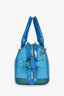 Burberry Blue Grained Leather Tricolour Mini Boston Bag with Strap