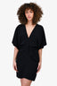 IRO Black V-Neck Ruffle Detail Mini Dress Size 40