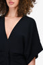 IRO Black V-Neck Ruffle Detail Mini Dress Size 40