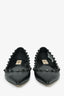 Valentino Black Leather Rockstud Pointy Flats Size 39.5