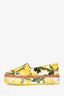 Dolce & Gabbana White/Yellow Lemon Platform Espadrilles Size 38