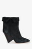 Isabel Marant Black Suede Cone Heel Booties Size 38