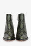 Chloe Green/Black Snakeskin Leather Heeled Boots Size 38.5