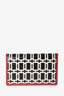 Roger Vivier Black/Cream Coated Canvas Red Leather Trim Card Holder