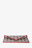 Roger Vivier Black/Cream Coated Canvas Red Leather Trim Card Holder
