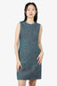 Prada Green/Pink Wool Tweed Chevron Sleeveless Dress Size 40
