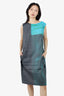Marni Blue/Grey Watercolour Print Sleeveless Dress Size 46