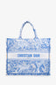Christian Dior 2022 Blue/White Toile De Jouy Sheer Embroidered Medium Book Tote