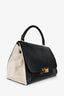 Celine 2011 Black/Canvas Medium Trapeze Top Handle Bag