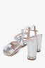 Miu Miu Silver Leather Crystal Detail Heels size 37