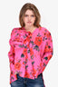 Magda Butrym Pink Floral Silk Blouse Size 34 With Detachable Rosette
