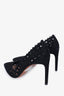 Alaia Black Suede Laser Cut Heels Size 39.5