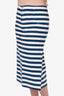 Prada Blue and White Denim Striped Midi Skirt Size 42