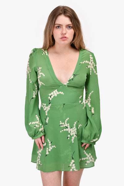 Realisation Par Green Floral Silk Mini Dress Size S – Mine & Yours