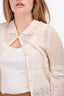 Chloe Cream Crochet Knit Button-Up Sweater Size M