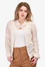 Chloe Cream Crochet Knit Button-Up Sweater Size M