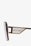 Bvlgari Gold Rimless Oversized Sunglasses With Gold Honeycomb Sides