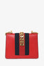 Gucci Red Leather Mini Sylvie Top Handle With Strap
