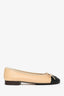 Chanel Beige/Black Leather CC Ballet Flats Size 34
