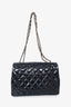 Pre-Loved Chanel™ 2008/09 Black Glitter Patent Leather Jumbo Single Flap Bag