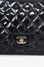 Pre-Loved Chanel™ 2008/09 Black Glitter Patent Leather Jumbo Single Flap Bag