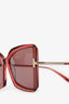 Tom Ford Red Acrylic Oversized Sunglasses
