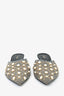 Erdem Grey Houndstooth Faux Pearl Embellished Kitten Mules Size 39.5