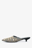 Erdem Grey Houndstooth Faux Pearl Embellished Kitten Mules Size 39.5