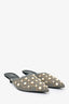 Erdem Grey Houndstooth Faux Pearl Embellished Kitten Mules Size 39.5