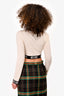 Moschino White/Black Wool Logo Trimmed Cropped Sweater Size 38