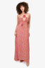 For Love & Lemons Pink Floral 'Suzette' Rosette Maxi Dress Size S
