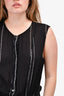 A.L.C Black Silk Sleeveless Striped Drawstring Dress Size M
