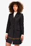Fendi Vintage Black Coat with Logo Trim Size 38