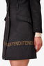 Fendi Vintage Black Coat with Logo Trim Size 38