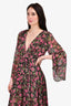 Misa Los Angeles Pink And Black Floral Pattern Maxi Dress Size S