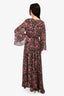 Misa Los Angeles Pink And Black Floral Pattern Maxi Dress Size S