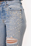 Grlfrnd Light Wash Pearl Accent Straight Leg Jeans Size 27