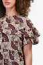 Ulla Johnson Purple Patterned Tiered Mini Dress Size 2