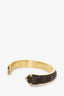 Louis Vuitton Gold Tone Monogram Leather Open Cuff